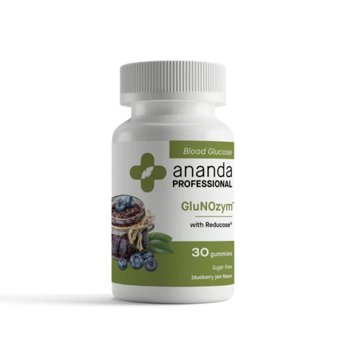 Bottle of Ananda blood glucose support gummies.